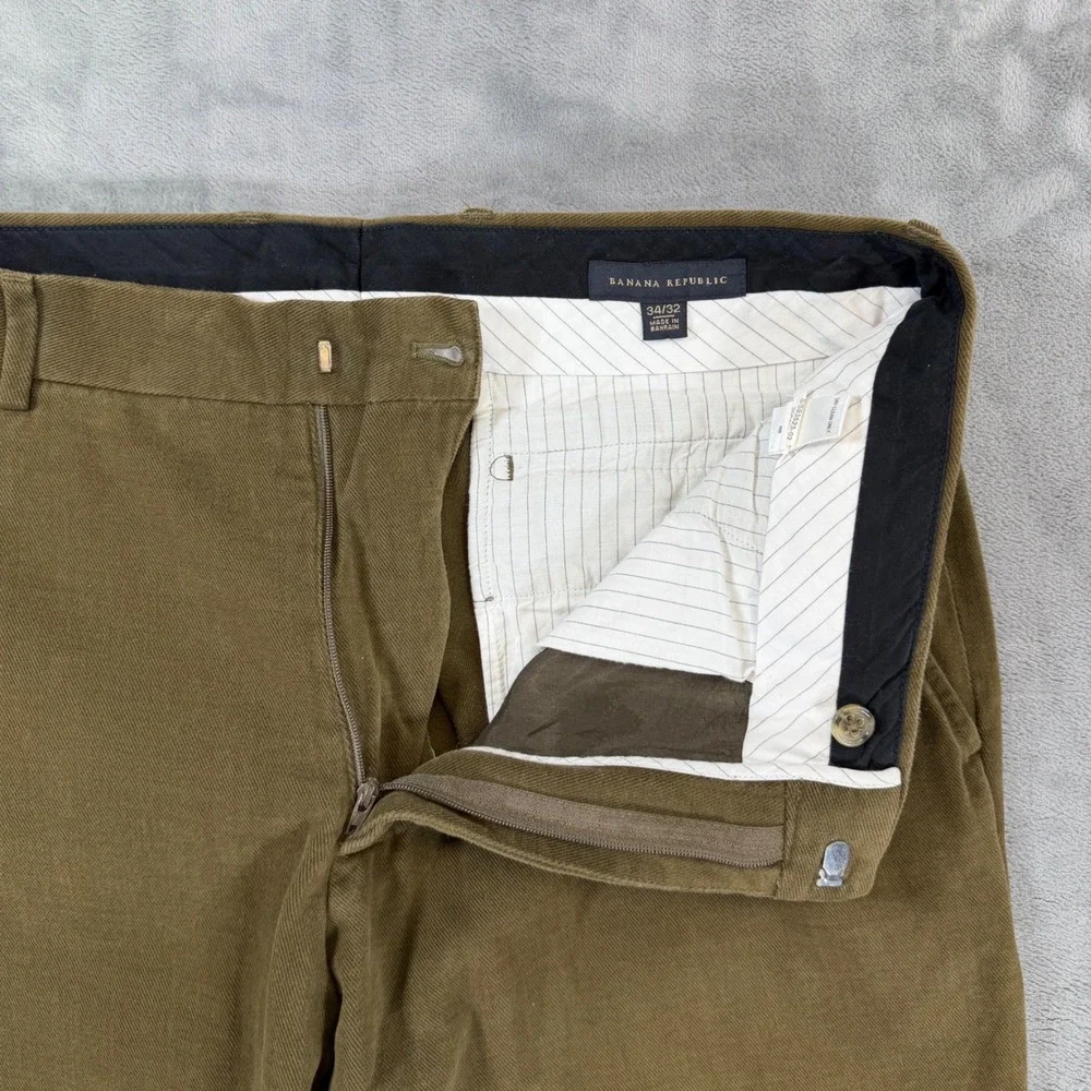 Banana Republic Straight Leg Chino Trousers Men's Size 34x32 Olive Brown Pants